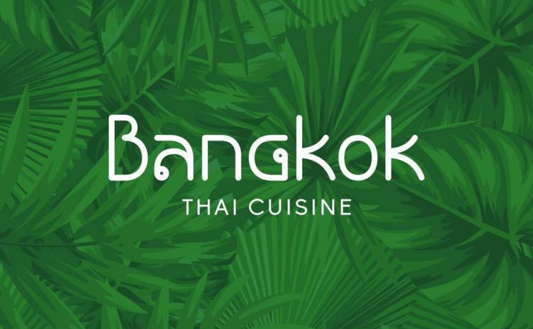 Logo restauracji Bangkok na zielonym tle